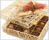 chocolate candy gift in wicker box