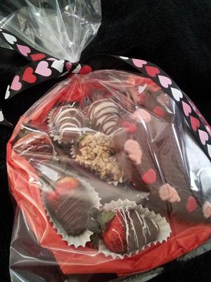 Packaged Chocolate Heart and Strawberries