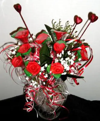 Bouquet of Nine Red Hand-Crafted Chocolate Roses